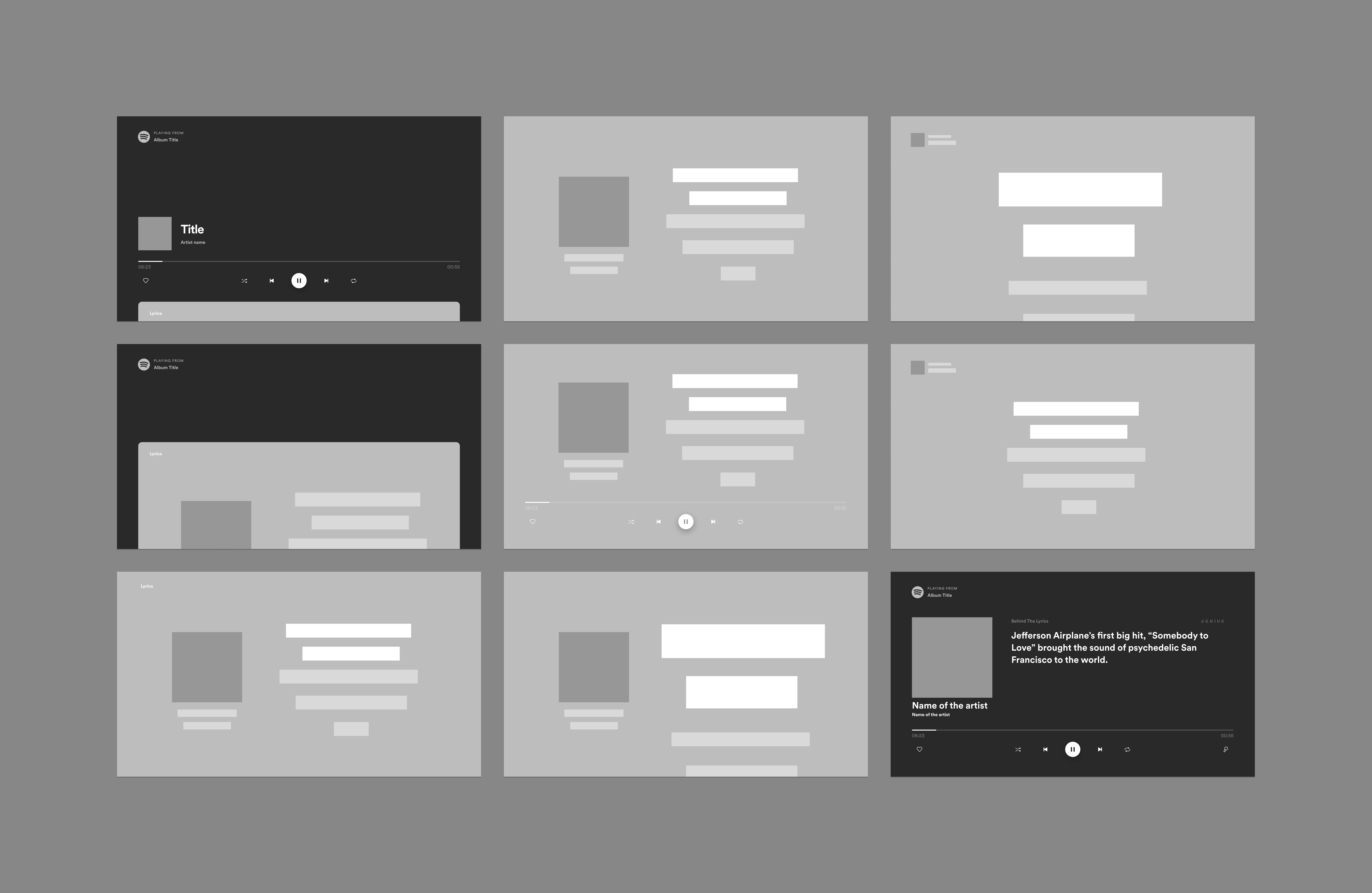 Wireframes — Now Playing View integration